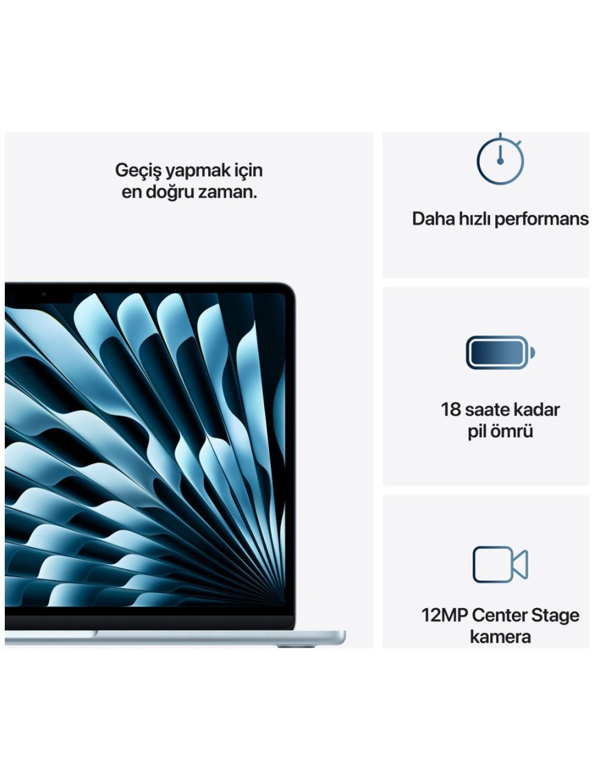 Apple MacBook Air M4 24GB 512GB SSD macOS 13" Taşınabilir Bilgisayar Gök Mavisi MC6V4TU/A